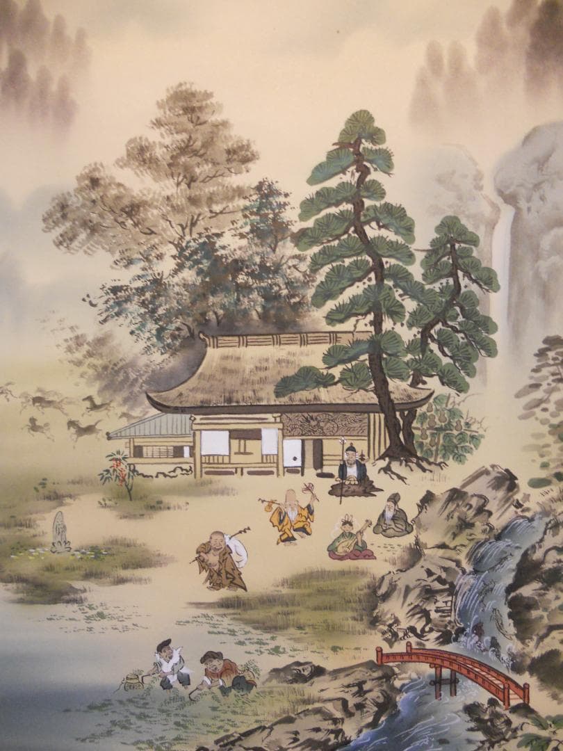 掛け軸 今井月庵 開運十全図 七福神 絹本 希少 軸装 茶道具 掛軸 美品 です