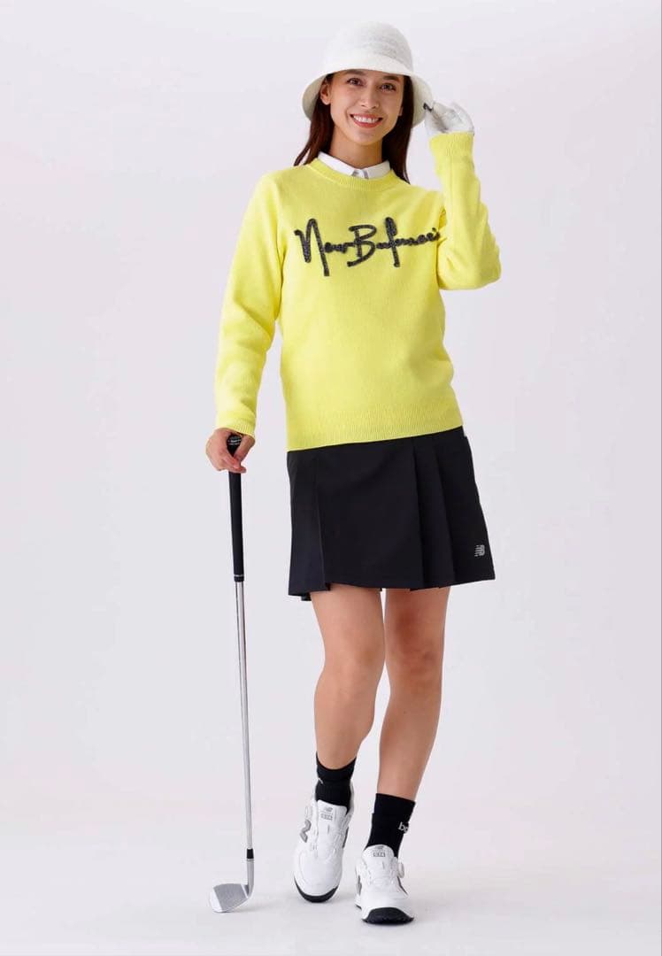 2025年山下美夢有プロ着用☆ニューバランス クルーネックニットプルオーバー