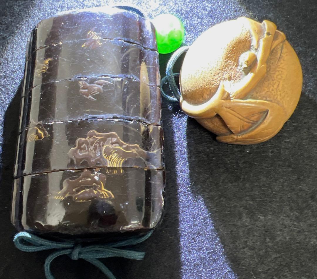 時代　印籠、木彫柿根付　82g 東Y7-1205☆2Fタサチ