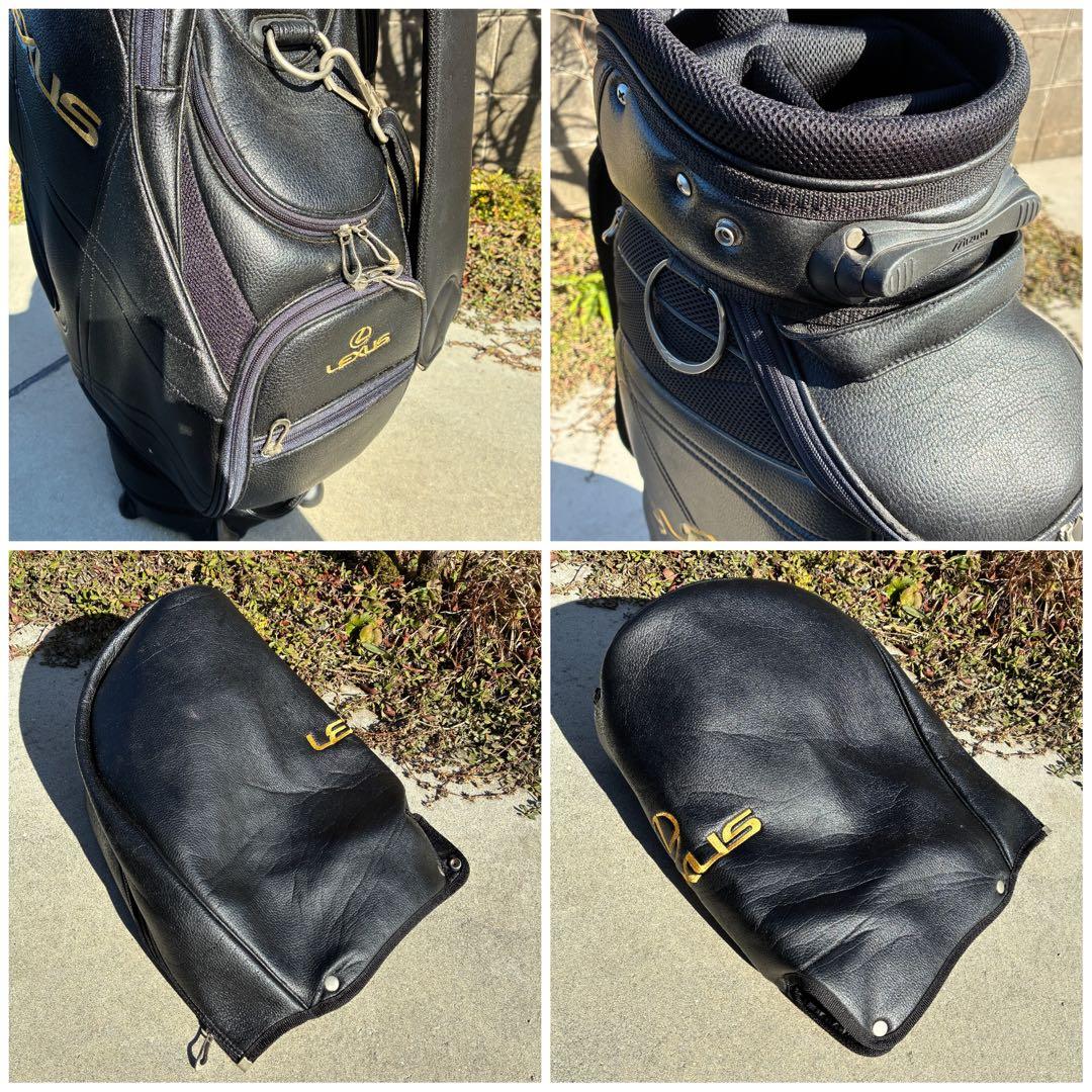 レクサス ミズノ キャディバッグ ブラック ゴールド 合皮 フード付き 綺麗