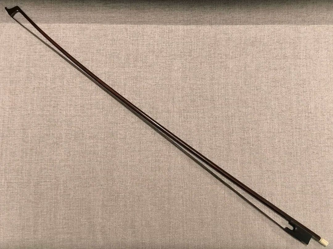 【調整済】オールドバイオリン弓 4/4 オープンフロッグ 黒茶馬毛