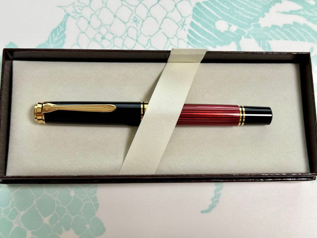 【美品】 ペリカン M800 ボルドー 透け縞 18K F 筆記・動作確認済