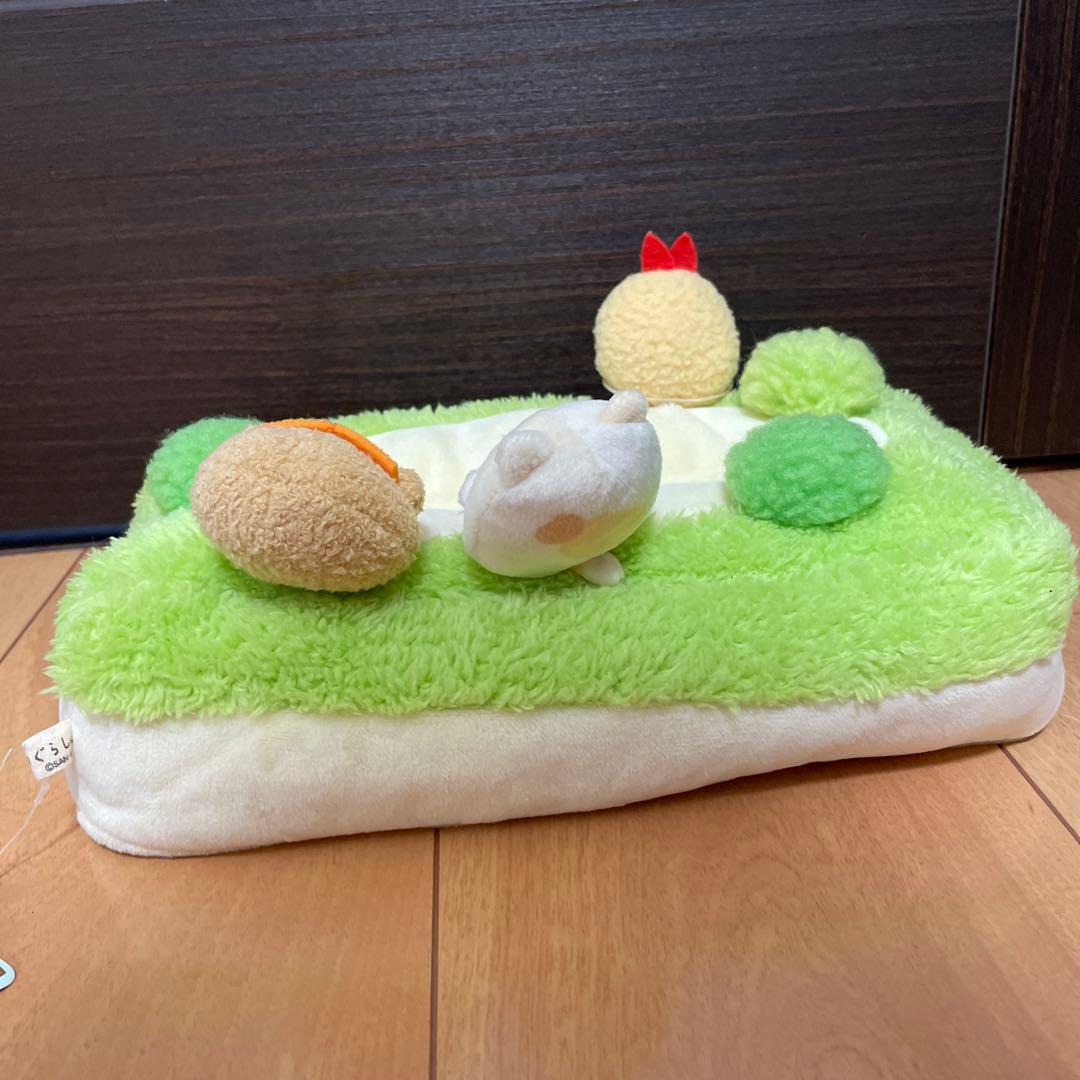 新品　すみっコぐらし　ぬいぐるみ　ティッシュカバー　えびふらいのしっぽのおつかい