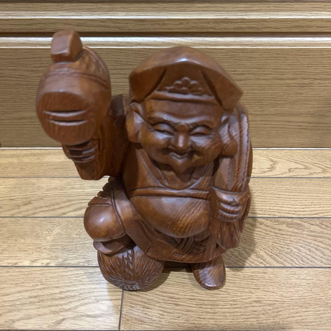 木製 福の神 彫刻 2体セット