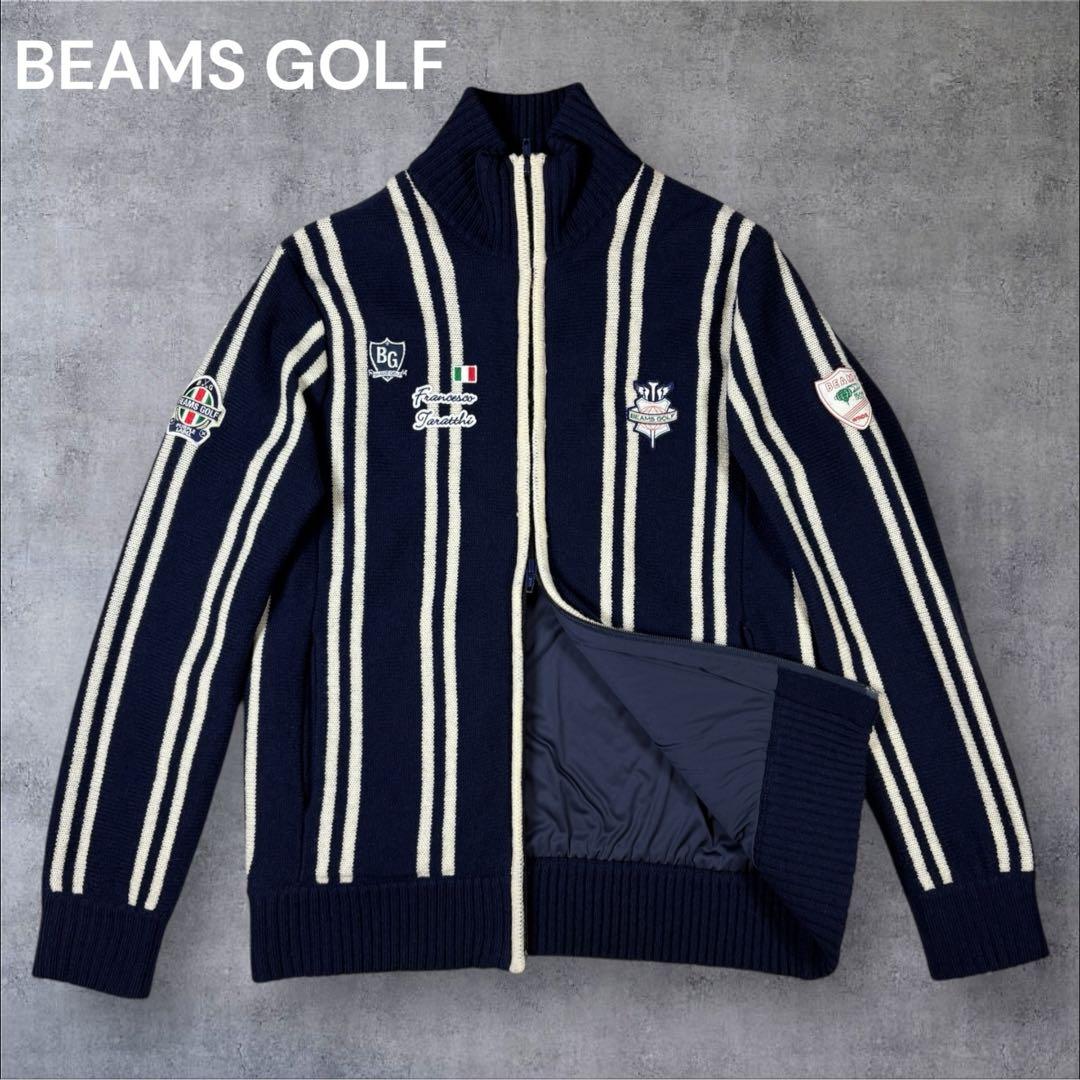 美品 BEAMSGOLF ビームスゴルフ ニット エアシャット ジップジャケット