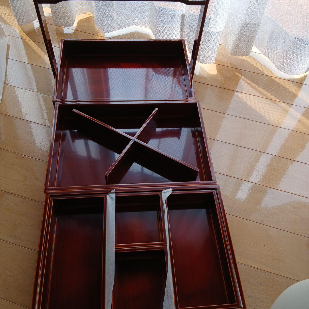 新品未使用　飛騨春慶　手提三段重箱