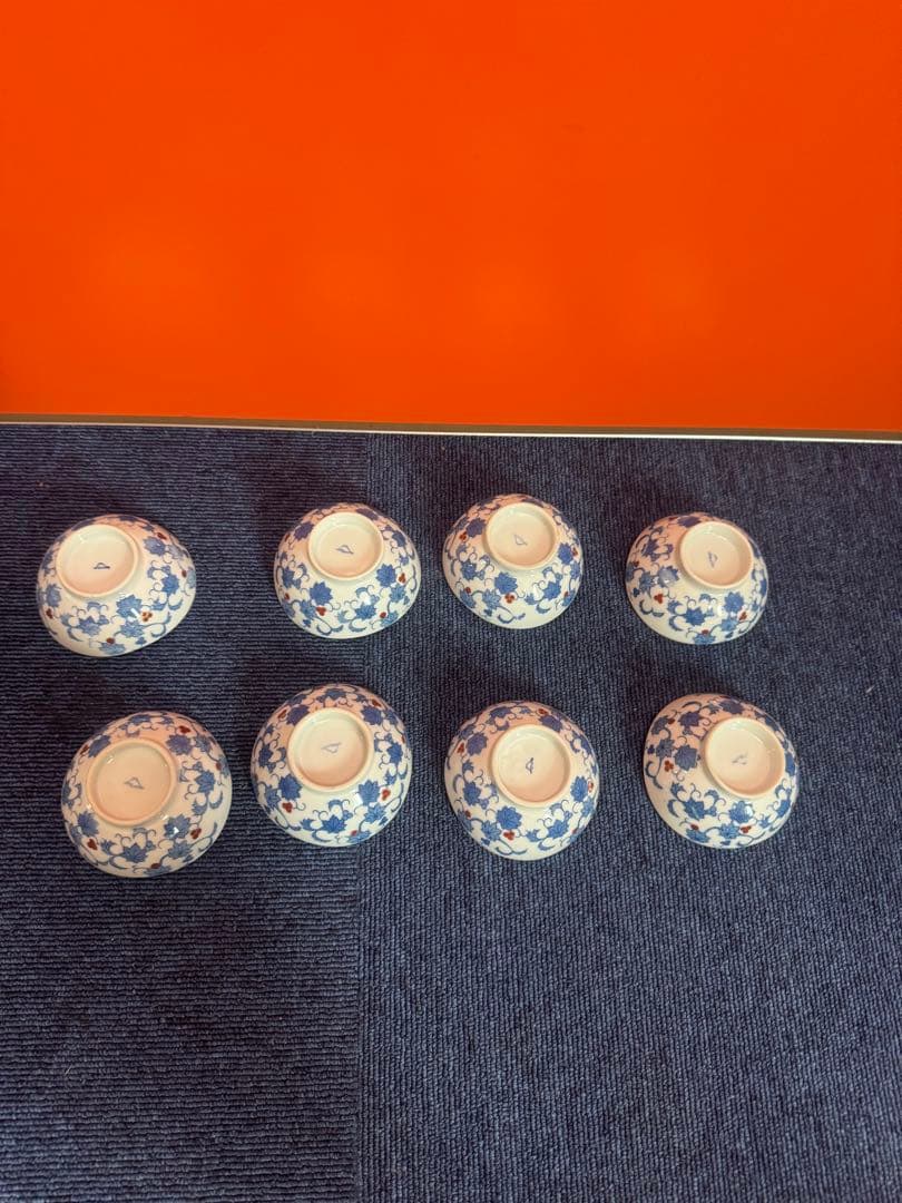 1700 深川製磁　花柄小鉢　8客　8cm 金彩