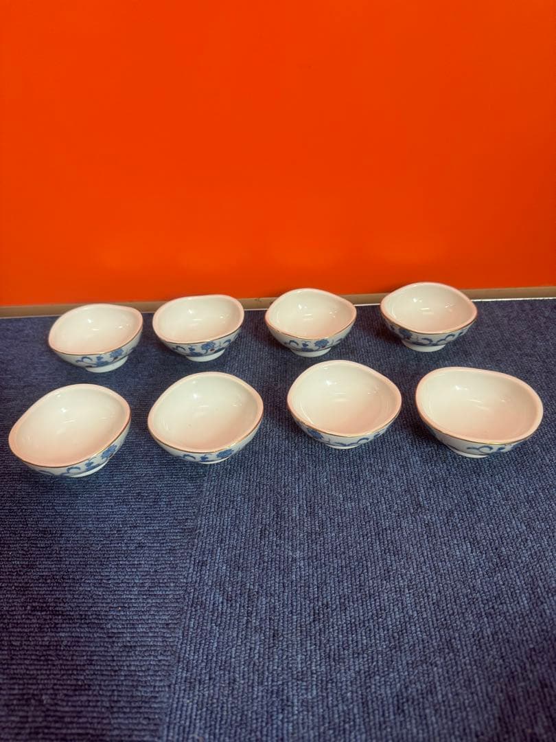 1700 深川製磁　花柄小鉢　8客　8cm 金彩