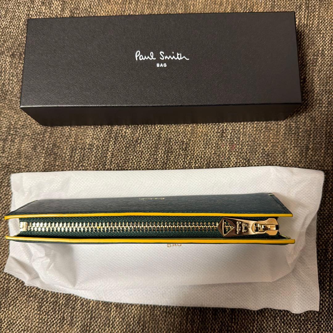 Paul Smith 筆箱 青 レザー ストライプ