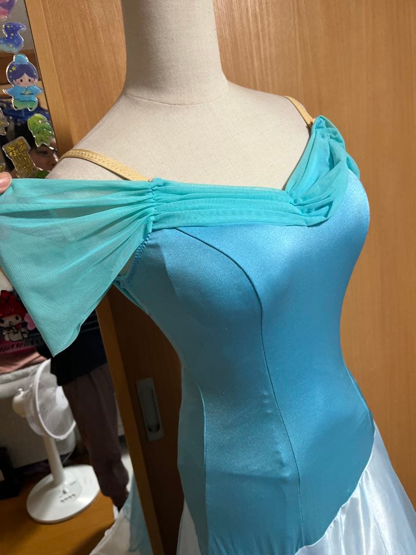 ❤️社交ダンス❤️ハートアリエル風ブルー&ホワイトスタンダードドレスM