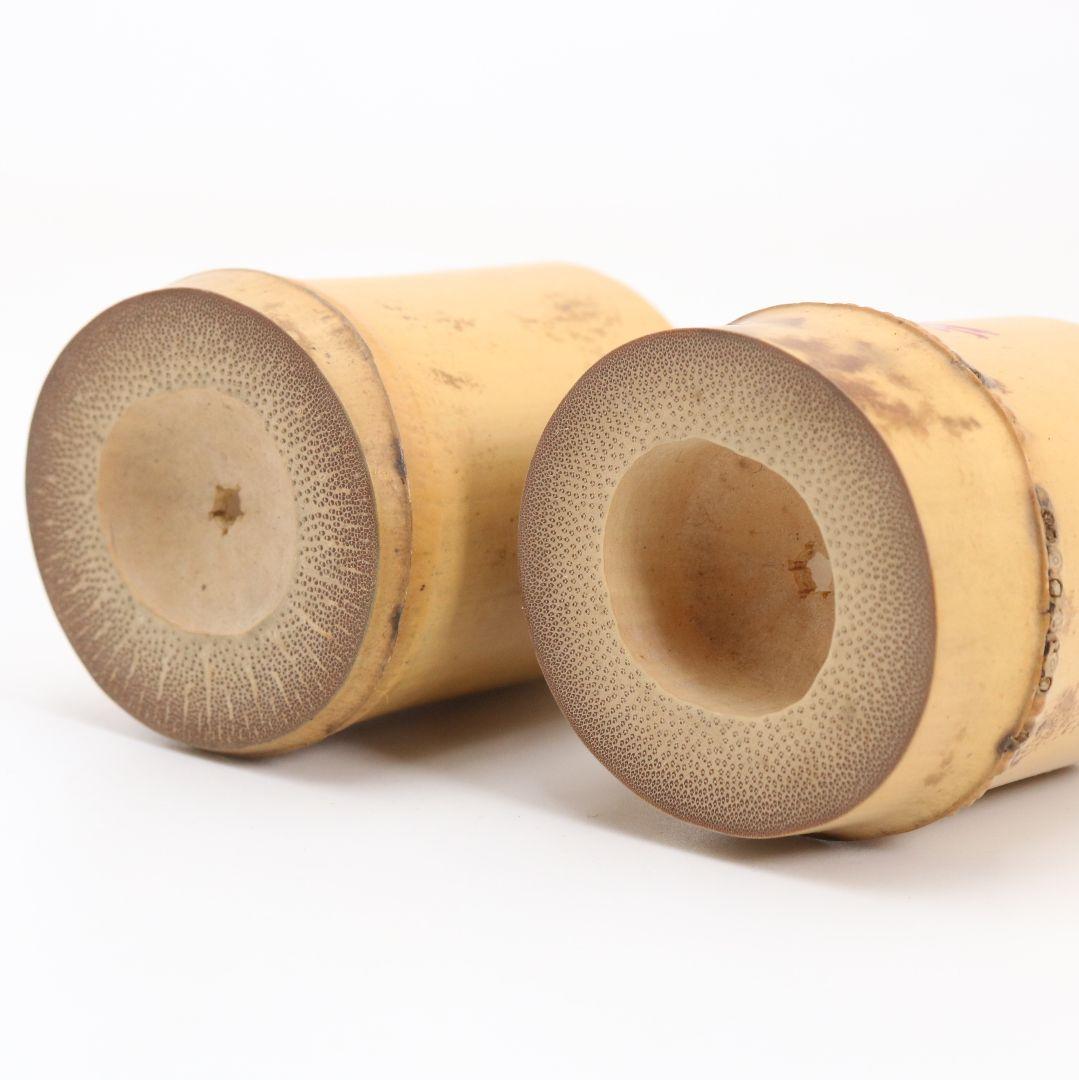 黒田正玄作 竹蓋置一双 裏千家十四代 淡々斎書付 花押 茶道具　V951　N8