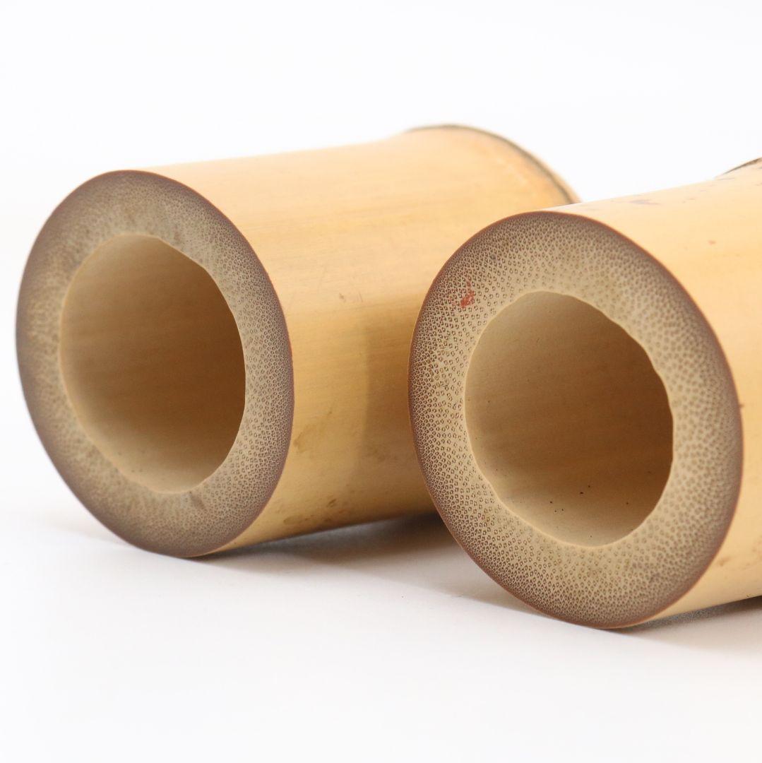 黒田正玄作 竹蓋置一双 裏千家十四代 淡々斎書付 花押 茶道具　V951　N8