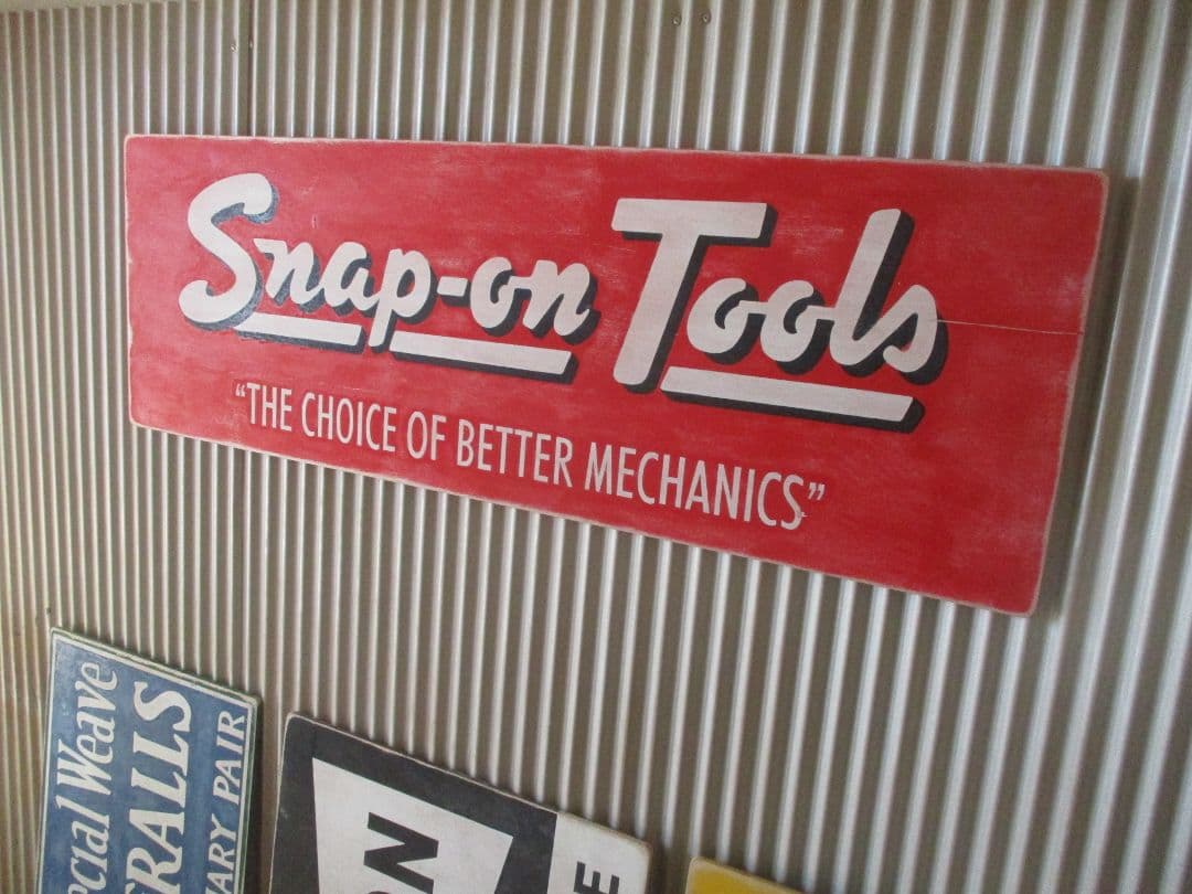 インテリア木製看板SNAP-ONTOOLS検)アドバタイジングガレージカスタム