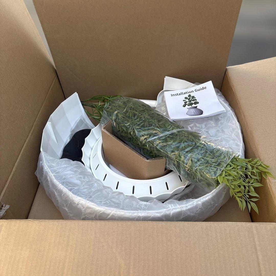 【新品】観葉植物型 猫用トイレ 自動消臭 約63L 大容量 ホワイト