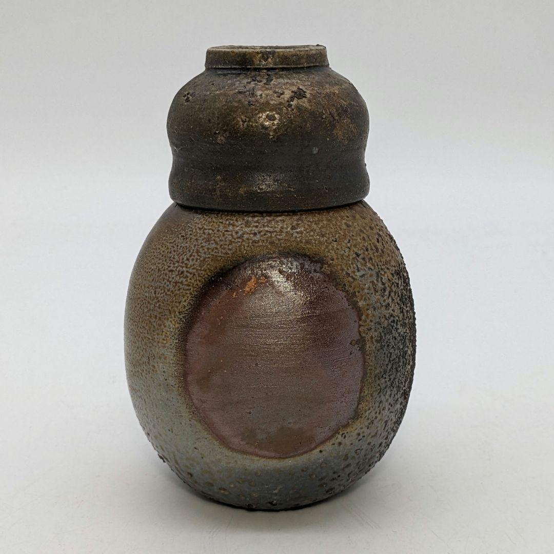 藤本道生 備前焼 ゴマ窯変徳利&虹彩ぐい呑 共箱共布 酒器 とっくり 酒盃 酒杯