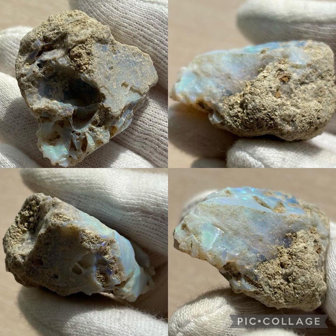 高品質 大きい エチオピアオパール 原石 鉱物標本　遊色　ブルー系