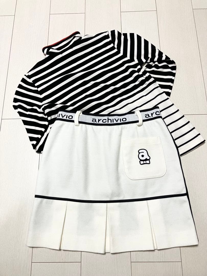 (美品)アルチビオarchivio ボーダー柄ハイネック・スカート サイズ38