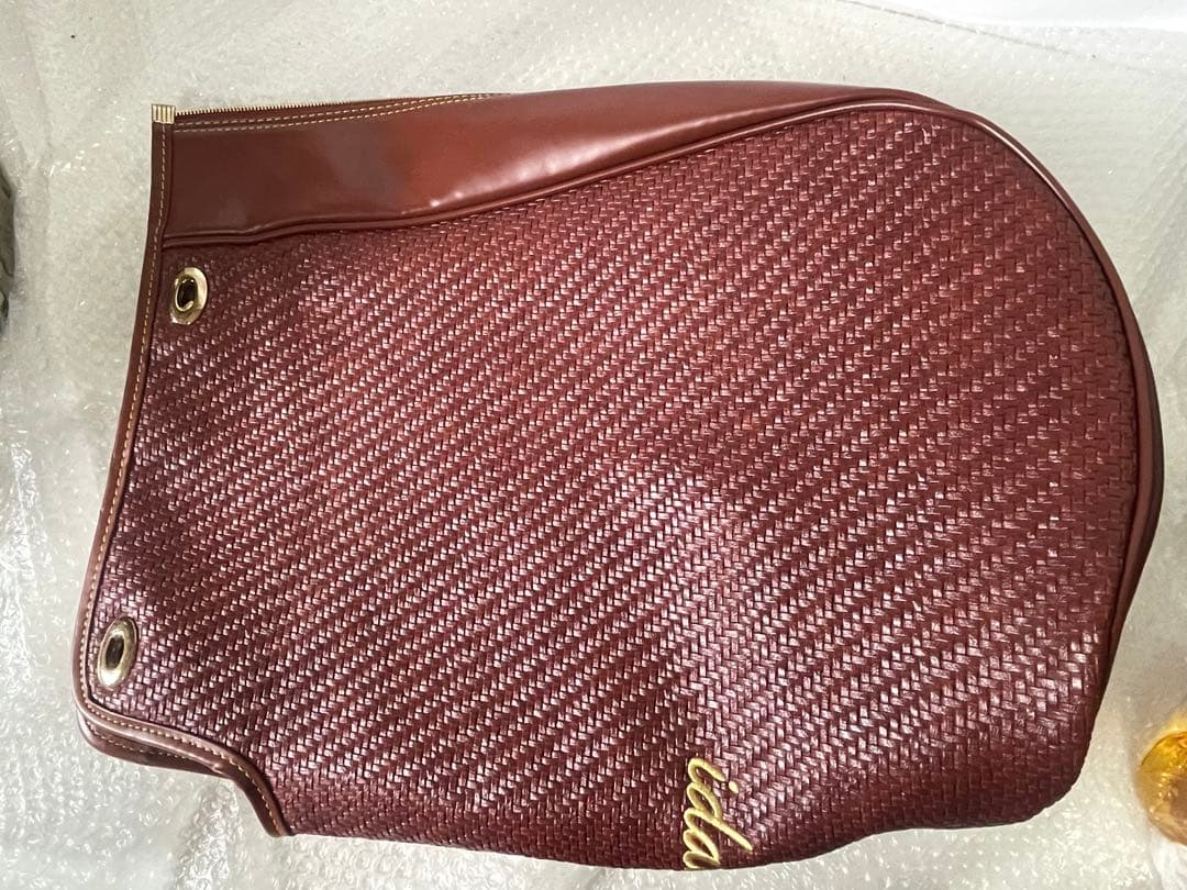 【美品】idatenX高級ゴルフキャディバッグ ブラウン系レザー調重厚デザイン