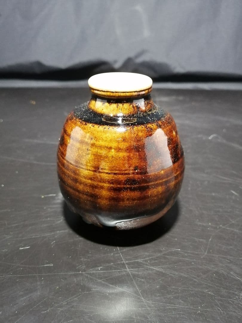 【茶道具】丹波茶入　陶春作　茶入100