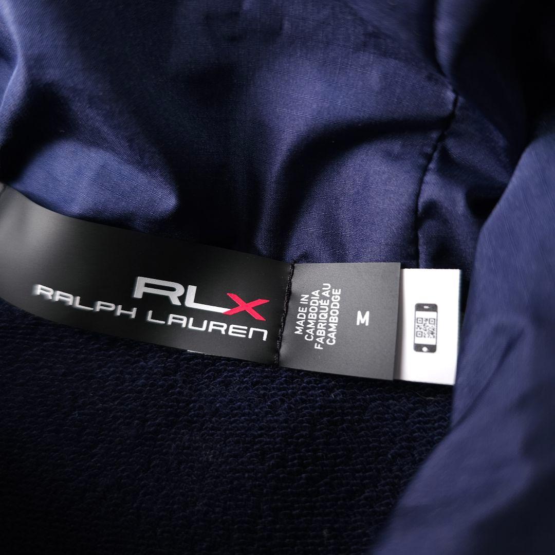 RLX ポロラルフローレン 異素材 中綿切替ゴルフジップブルゾンジャケット 紺M