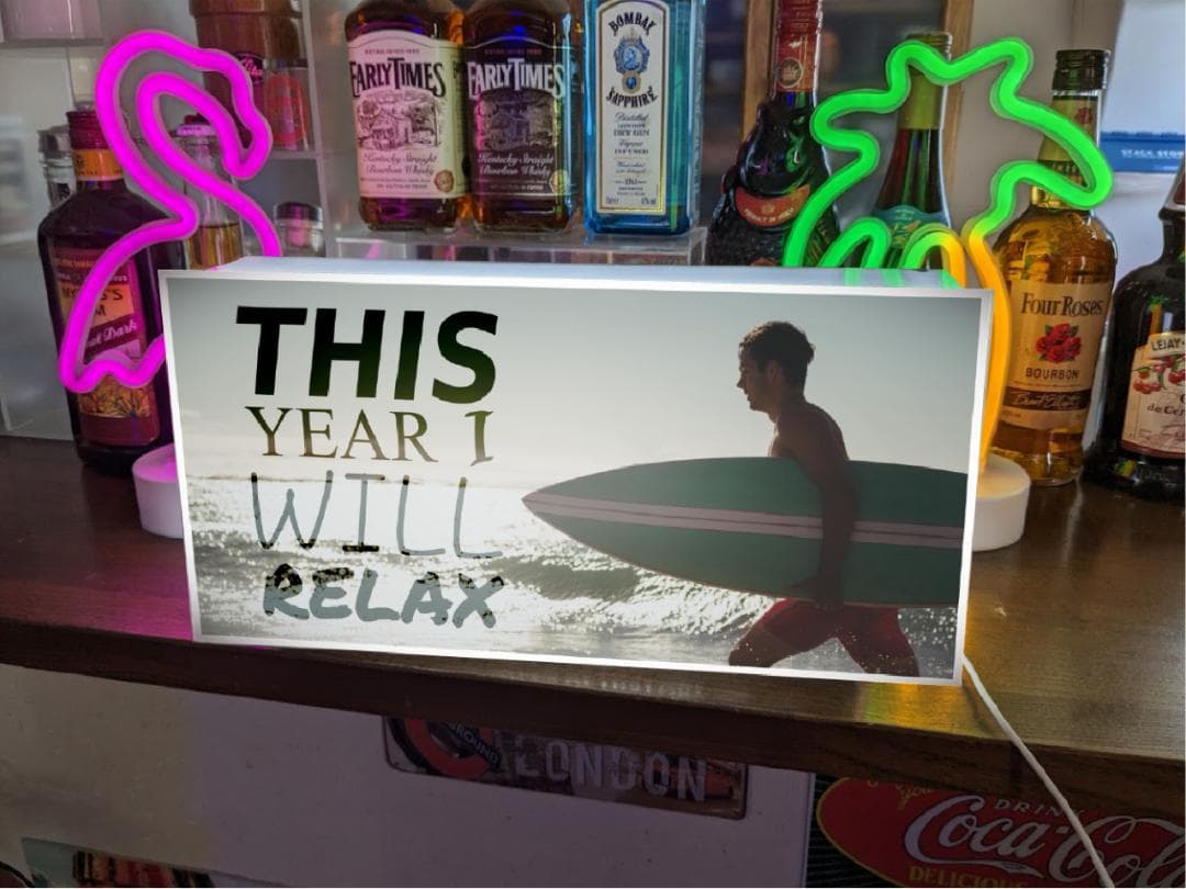 【オーダー無料】サーフィン 波乗り サーフビーチ 看板 置物 雑貨 ライトBOX