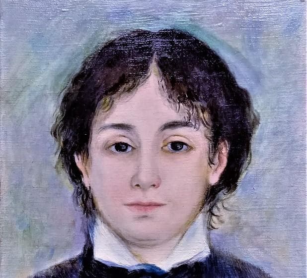 伊藤和生　ルノワール作「青い服を着た若い女」（三重県立美術館所蔵）を油彩にて模写