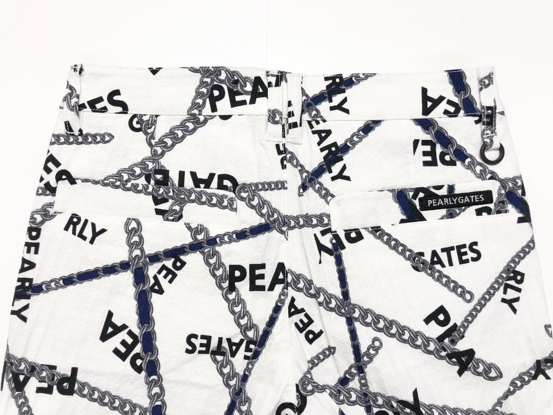 ○★新品未使用　PEARLY GATES　チェーン柄　ストレッチパンツ　1　白