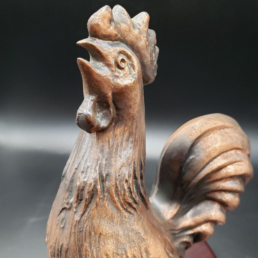 ⑩金属美術工芸品 酉置物 曙 鶏 トリ 銅 堀川恭作