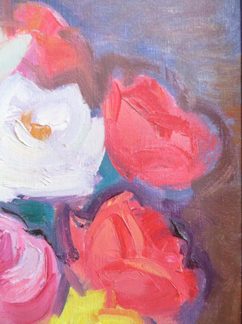 ◆田中繁吉　「薔薇」　油彩　F6号　 創元会理事長　 日展参与 　師:藤島武二◆