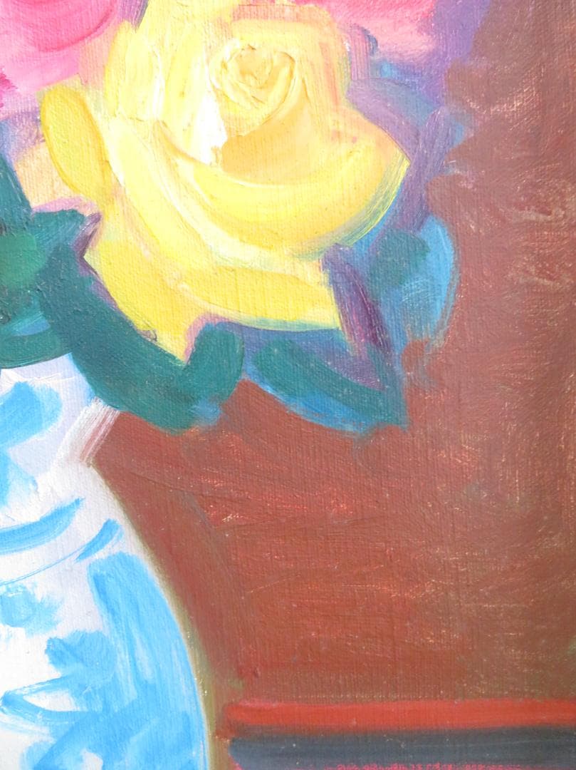 ◆田中繁吉　「薔薇」　油彩　F6号　 創元会理事長　 日展参与 　師:藤島武二◆