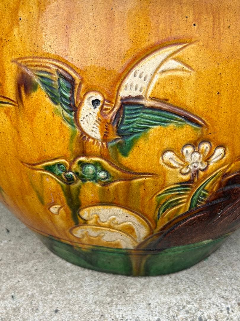 中国　三彩　蓮鷺紋鉢　送料込み0420