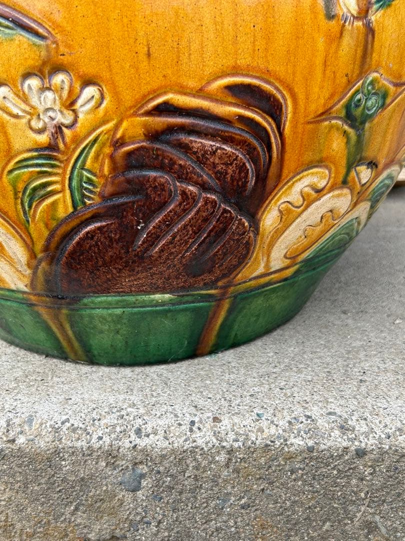 中国　三彩　蓮鷺紋鉢　送料込み0420