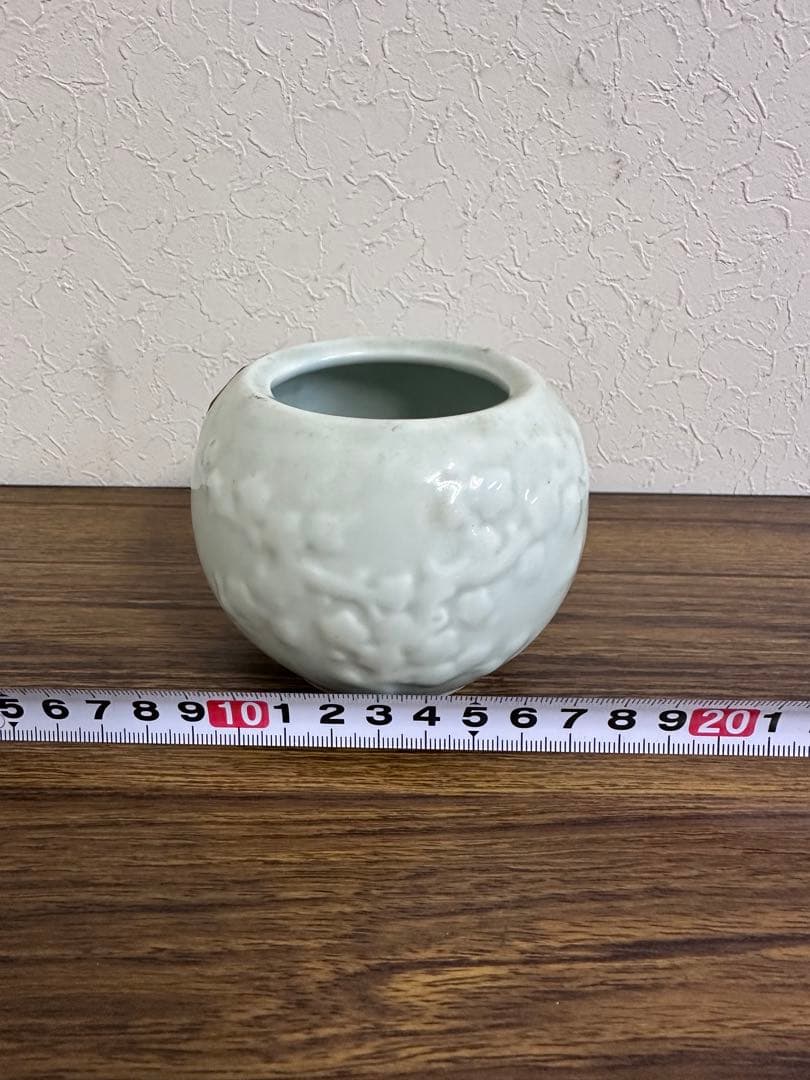 青磁　書道具　中国美術　彫刻　花図