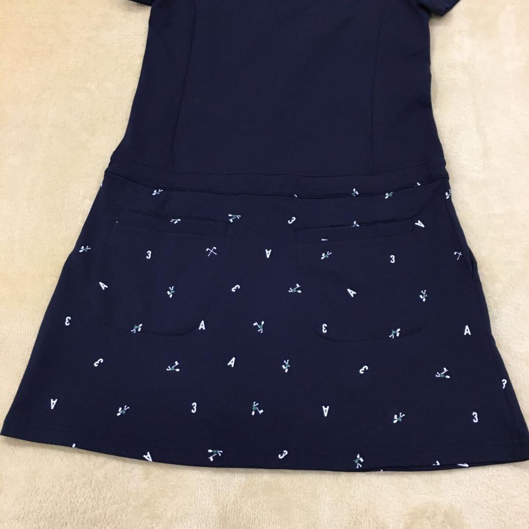 アディダス ゴルフウェア ワンピース レディース S 紺色 UVカット タグ付き