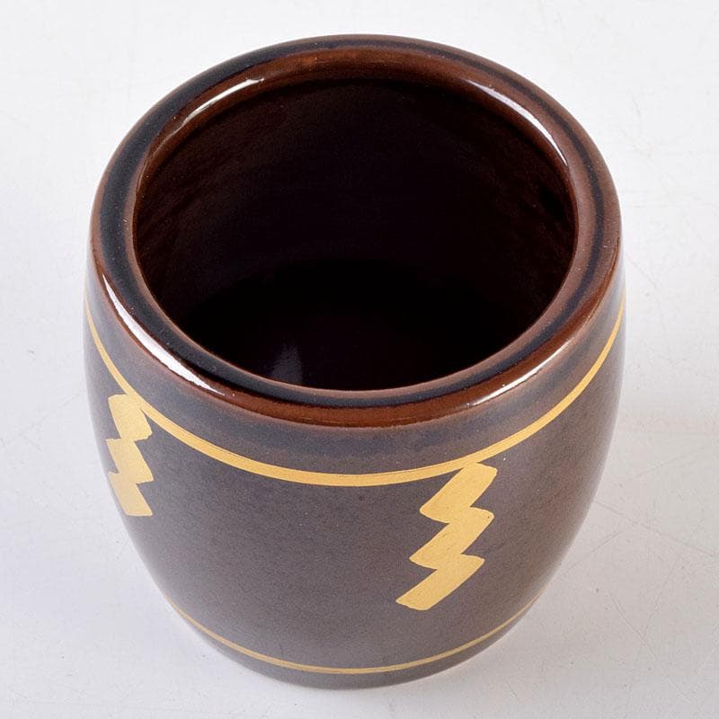 茶道具　膳所焼　淡海ぜぜ　陽炎園造　太鼓形　〆縄蒔絵　蓋置　共布共箱　V8752