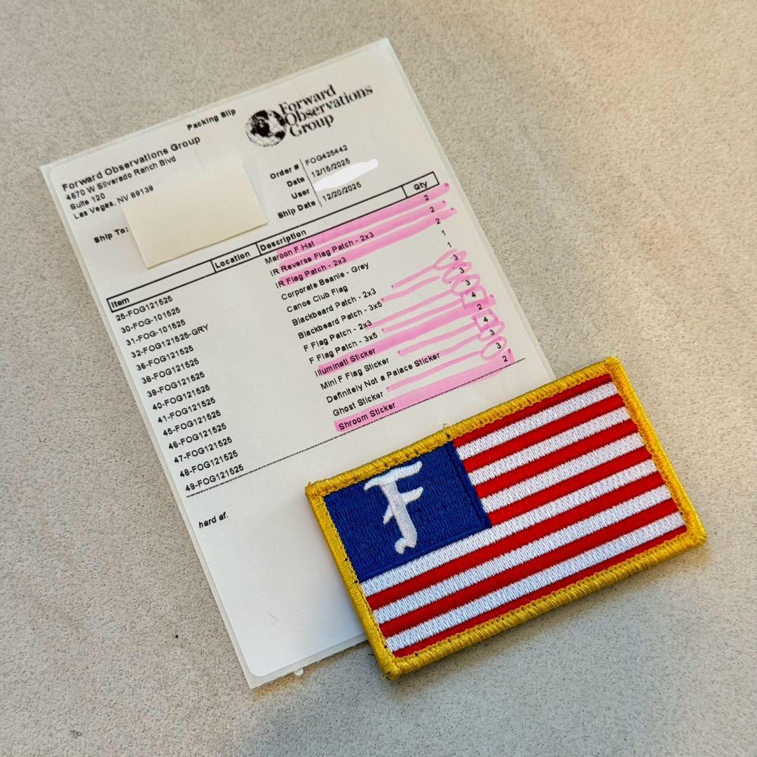 【実物】 FOG F Flag Patch 2x3 パッチ