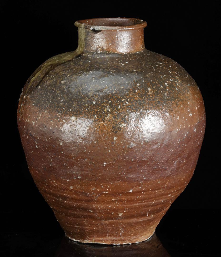 古陶 大壺 高さ37cm 6.2kg 自然釉 流釉 飾壺 民藝 古美術 骨董品