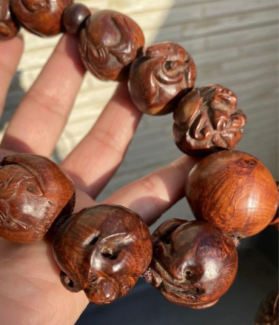 中国美術  十二支手彫 念珠  材質不明 贵重  唐物