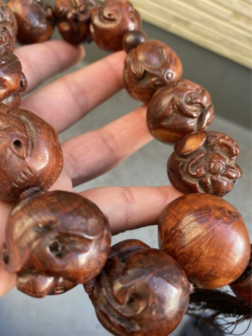 中国美術  十二支手彫 念珠  材質不明 贵重  唐物