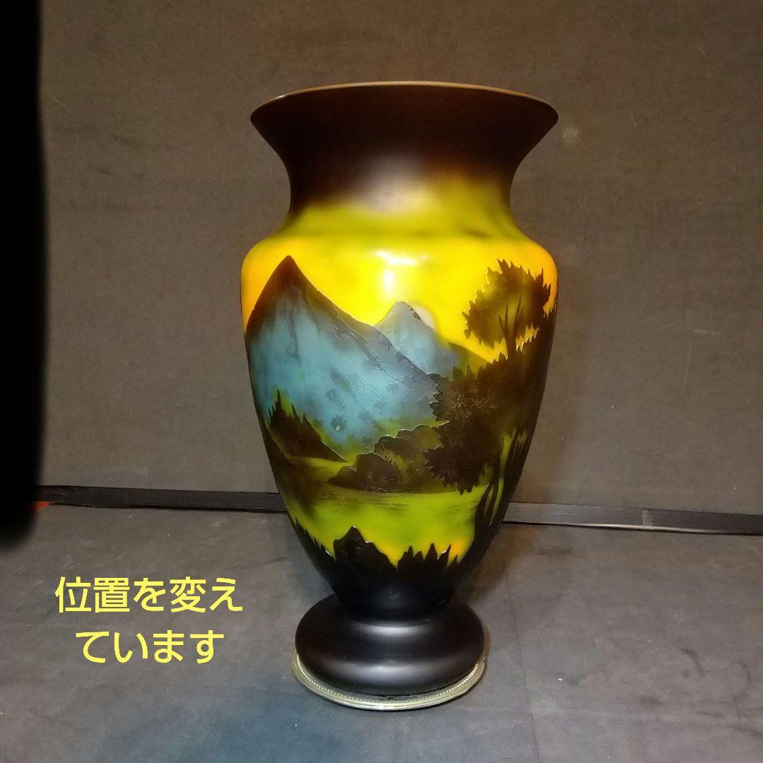 エミ―ルガレ 風景図 花瓶 アンティーク 被せガラス 西洋美術 ガラス工芸品