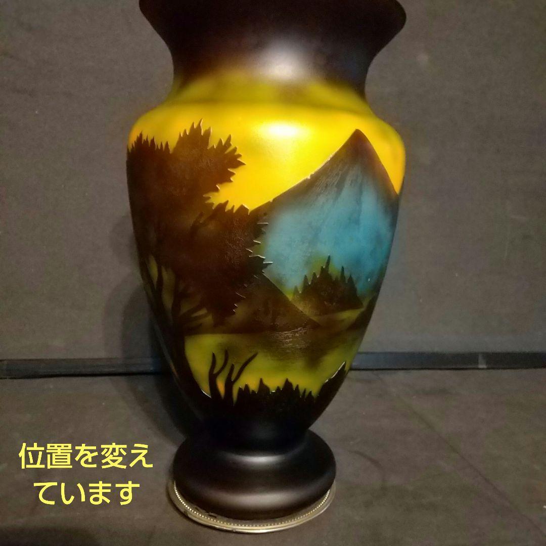 エミ―ルガレ 風景図 花瓶 アンティーク 被せガラス 西洋美術 ガラス工芸品