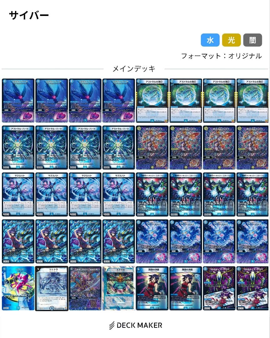 水単サイバー　デュエマ40枚デッキ　調整パーツ付き