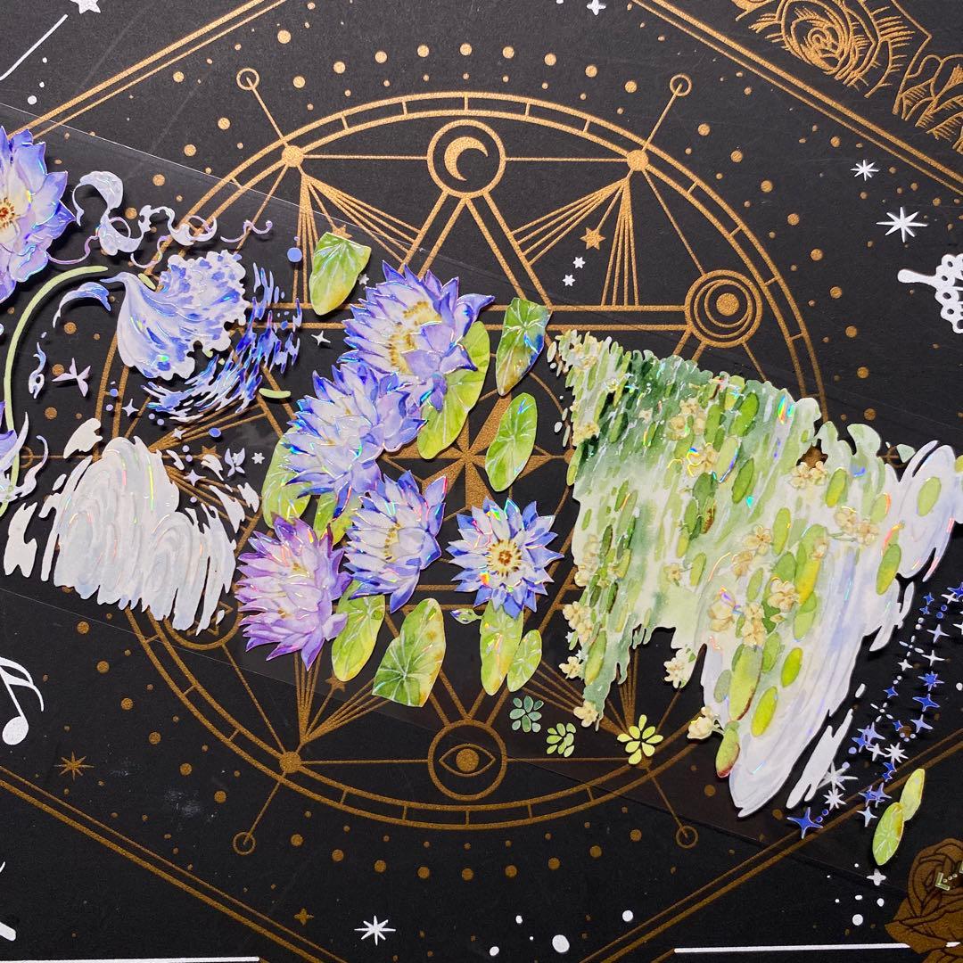 【9152】海外　マスキングテープ　中古巻　貝殻光ハス　波紋水紋　装飾系残量多め