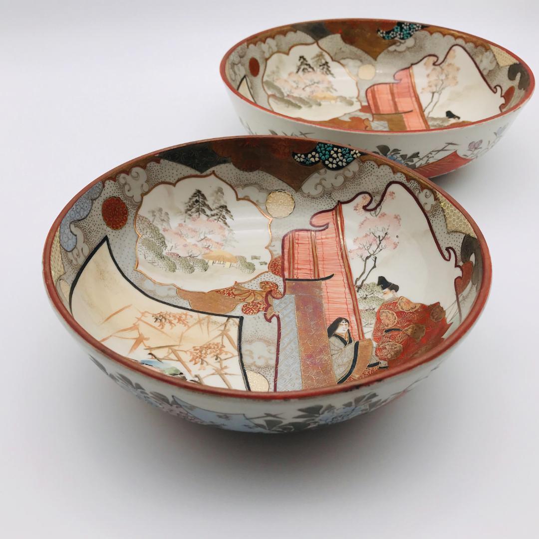九谷 金蘭手 平安朝絵付け 浅鉢 2枚セット