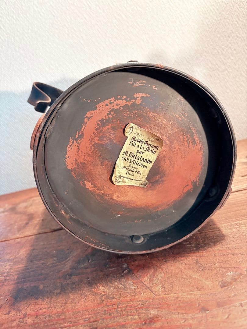 フランス製 銅製のバケツ ポット 手作り 金賞 ハンドクラフト ヴィンテージ