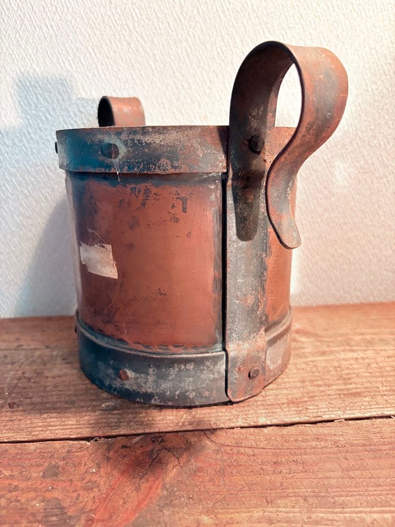 フランス製 銅製のバケツ ポット 手作り 金賞 ハンドクラフト ヴィンテージ