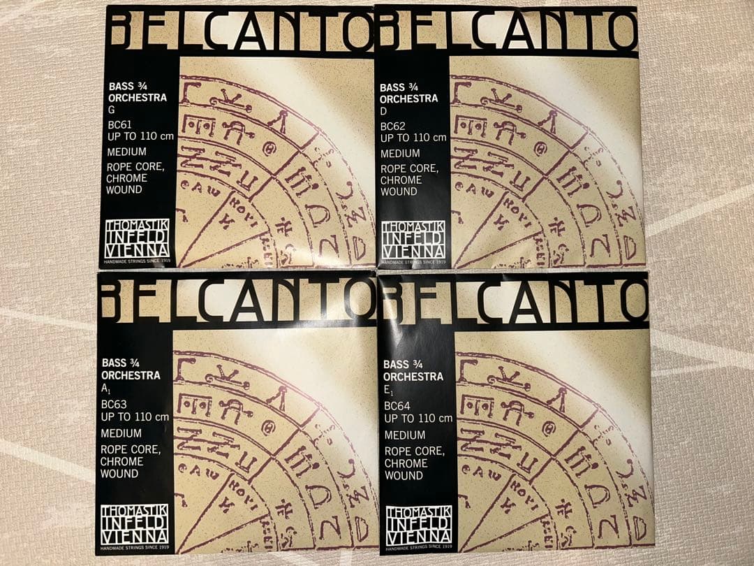 【中古】BELCANTO(ベルカント) コントラバス弦 4本セット(GDAE)
