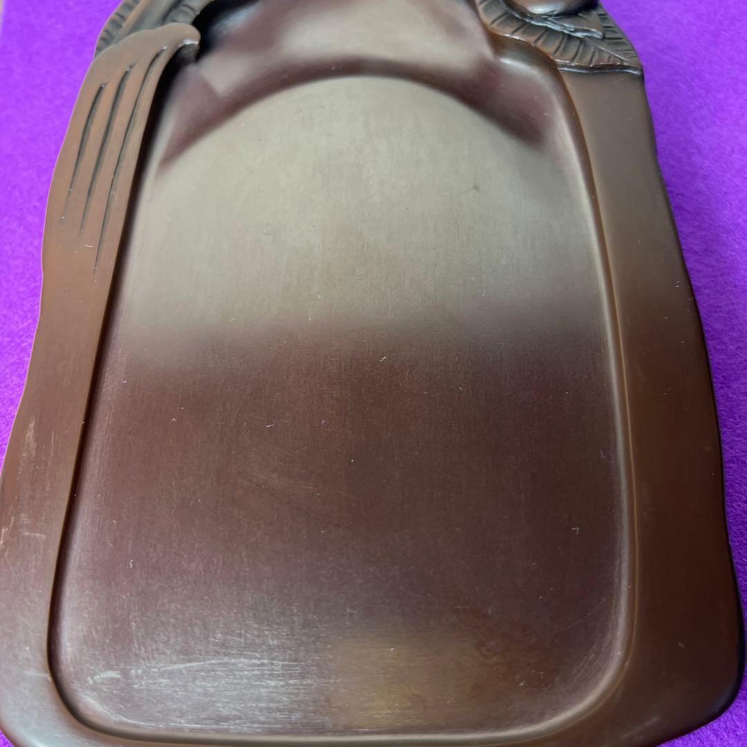 ⭕️赤間硯　カタツムリ彫刻　日下健一(研堂)作　19cm超　特殊研美品