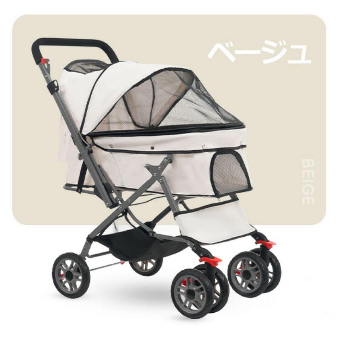 新品　ペットカート　中型犬　4輪　犬用品　多機能　ベージュ