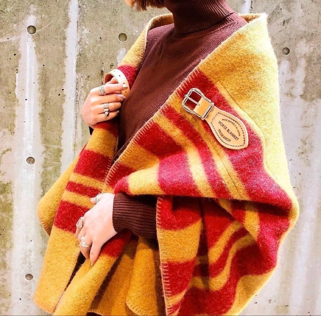 ⭕️マウンテンリサーチ　ベルト付ハーフサイズブランケット　ブラウンxグリーン